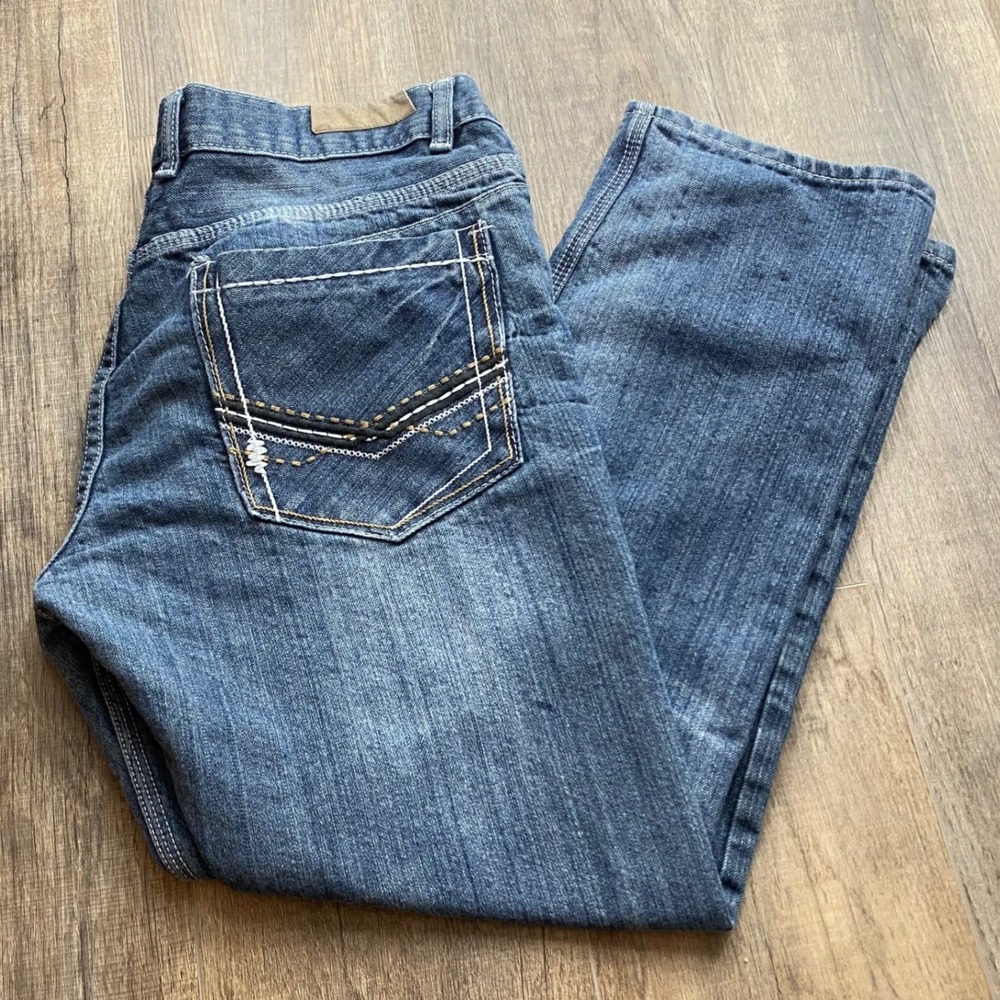 Vintage Fusai Jeans Mens 36x30 Blue Dark Wash Cotton Straight Relaxed Fit Denim